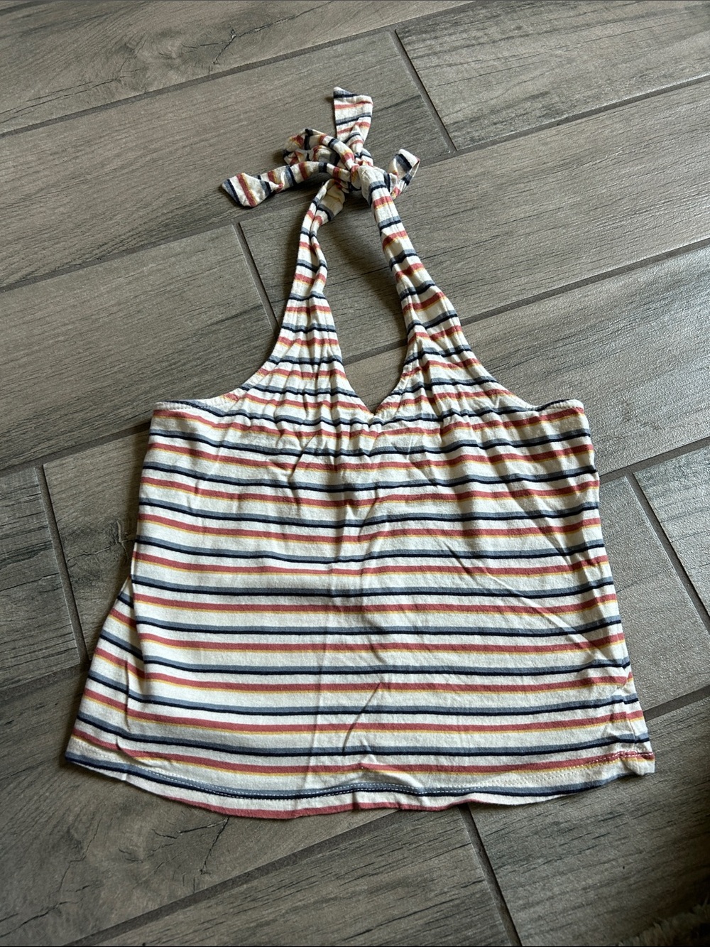 Others Follow Cream Striped Halter Tank Top